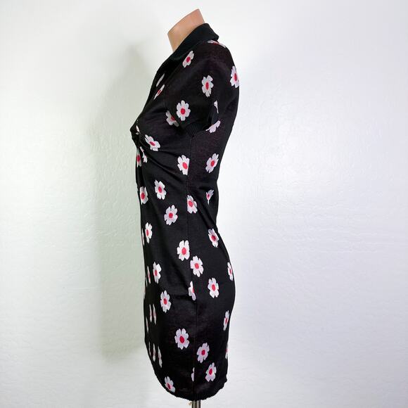 Luna Chix Daisy Floral V-Neck Collar Sleeve Mini Dress Black y2k 90s Small NWOT - Picture 4 of 11